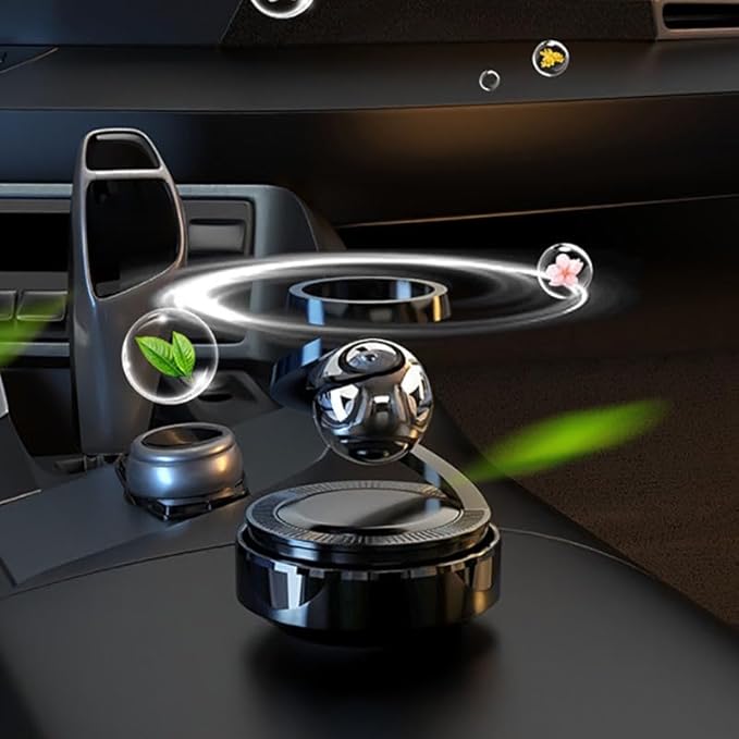 Solar Aromatherapy Car Air Freshener | Dashboard Rotating Perfume Diffuser | Solar-Powered Auto Deodorizer | Refillable & Long-Lasting Fragrance | Elegant Car Interior Decoration