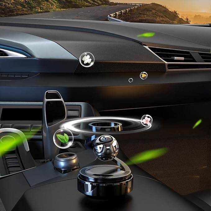 Solar Aromatherapy Car Air Freshener | Dashboard Rotating Perfume Diffuser | Solar-Powered Auto Deodorizer | Refillable & Long-Lasting Fragrance | Elegant Car Interior Decoration