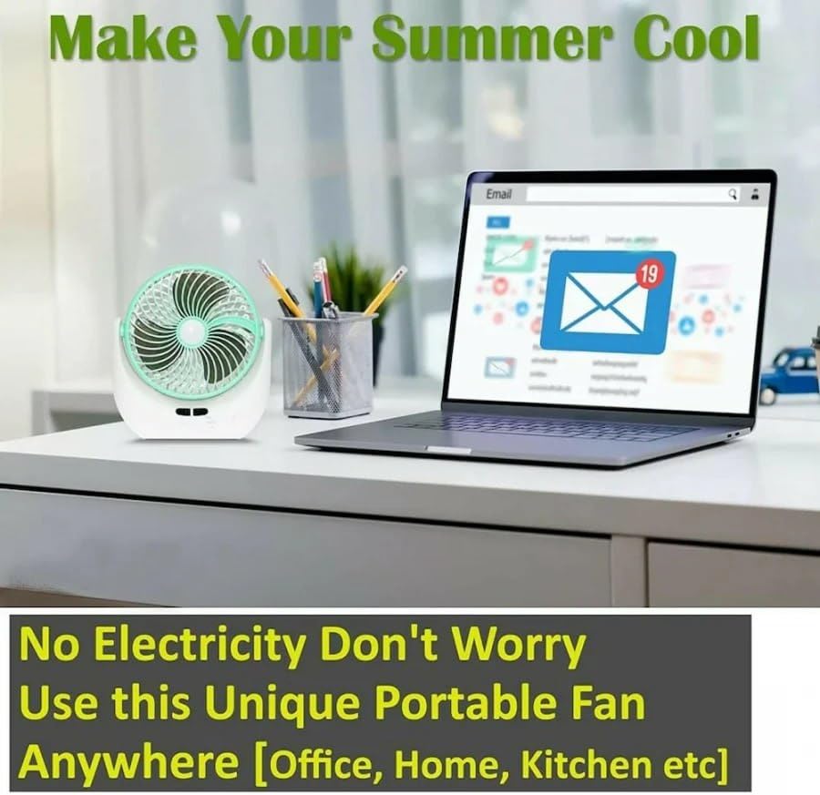 Table fan Powerful Rechargeable Table Fan with LED Light, Table Fan for Home, Table Fans, Table Fan for Office Desk, Table Fan High Speed, Table Fan For Kitchen , Multicolor