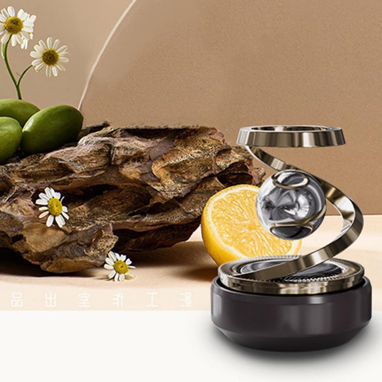 Solar Aromatherapy Car Air Freshener | Dashboard Rotating Perfume Diffuser | Solar-Powered Auto Deodorizer | Refillable & Long-Lasting Fragrance | Elegant Car Interior Decoration