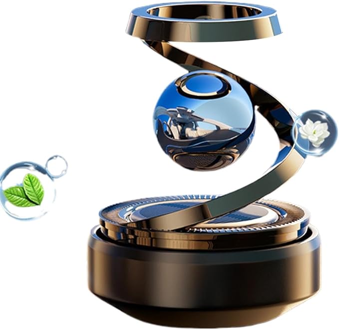 Solar Aromatherapy Car Air Freshener | Dashboard Rotating Perfume Diffuser | Solar-Powered Auto Deodorizer | Refillable & Long-Lasting Fragrance | Elegant Car Interior Decoration