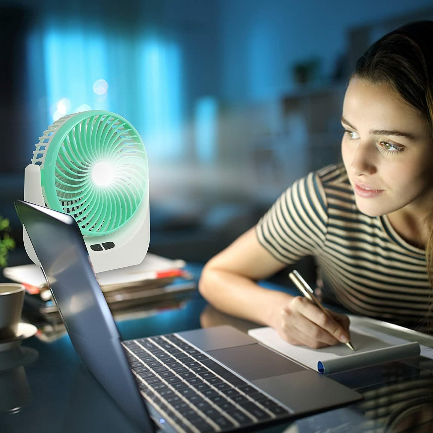 Table fan Powerful Rechargeable Table Fan with LED Light, Table Fan for Home, Table Fans, Table Fan for Office Desk, Table Fan High Speed, Table Fan For Kitchen , Multicolor